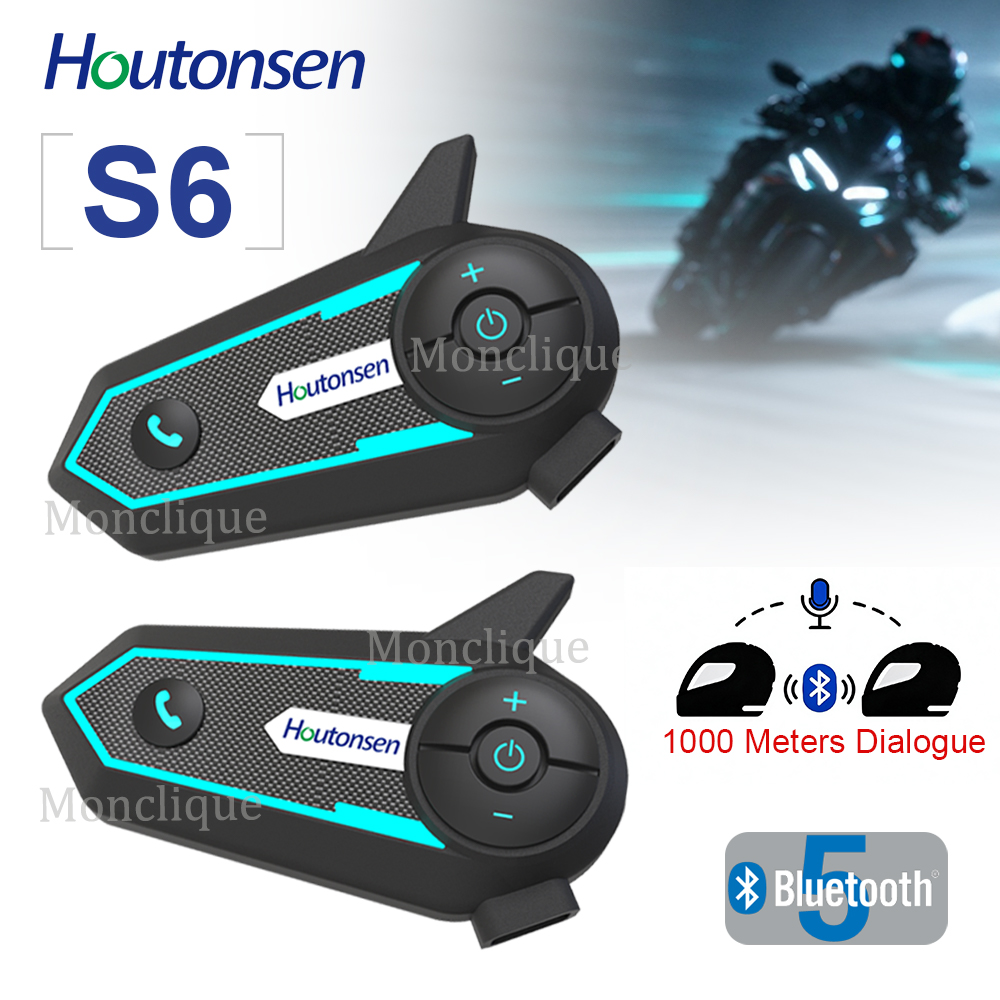 Motorcycle Intercom With Fm Radio - Houtonsen S6: Walkie-talkie Bluetooth para motocicletas,