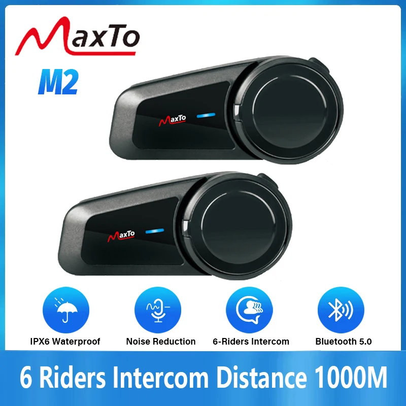 Motorcycle Helmet Intercom 6 Rider - 2 pçs maxto m2 capacete da