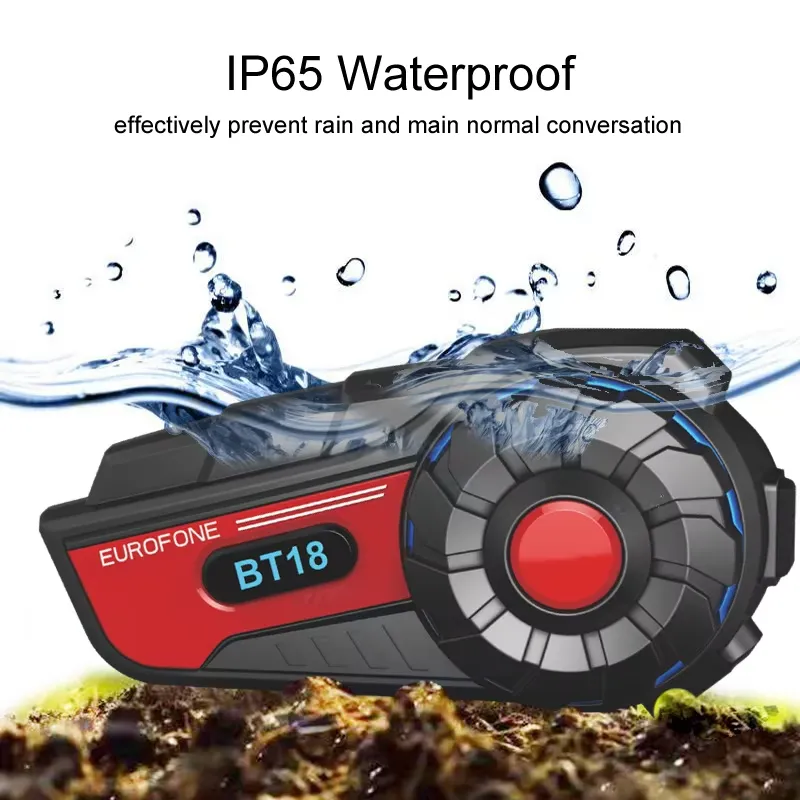 Helmet Bluetooth Headset Waterproof - Intercomunicador para Capacete de Motocicleta BT18,