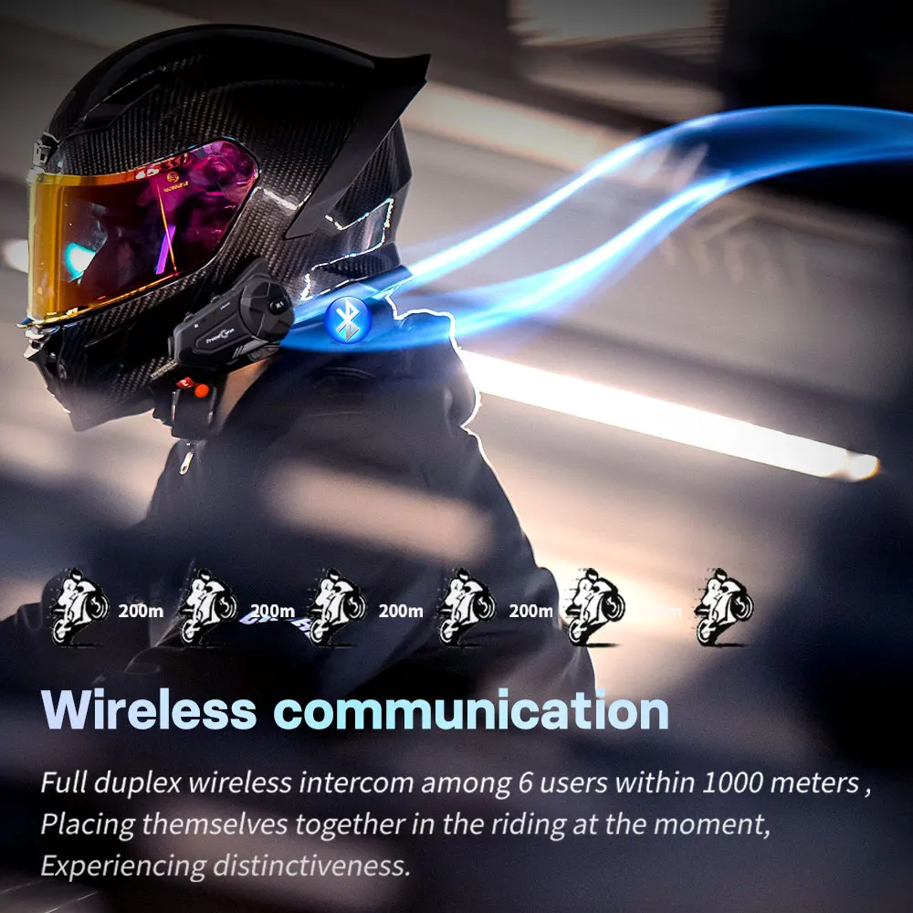 Freedconn motocicleta interfon - Bluetooth Headset Helmet 1000M avaliação e preço