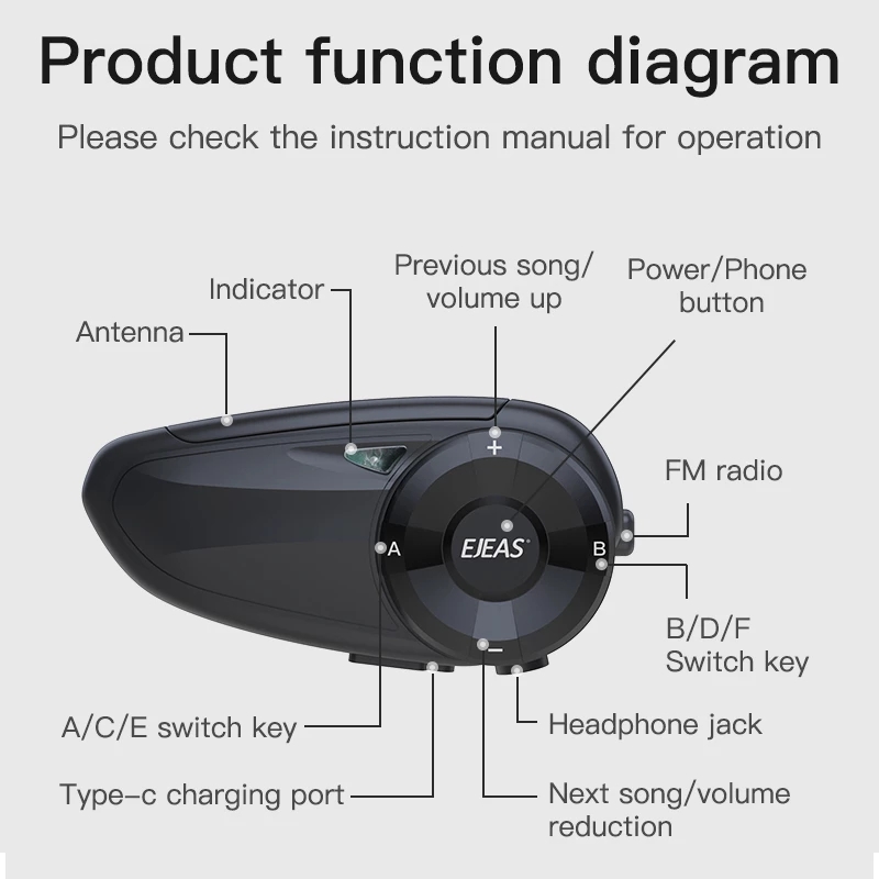 Ejeas q7 capacete da motocicle - Motorcycle Intercom With Fm Radio avaliação e preço