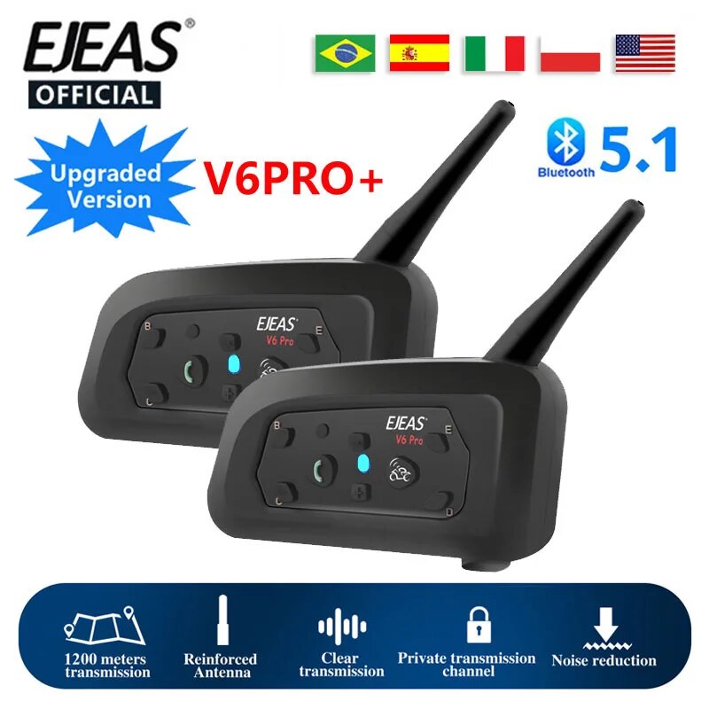 EJEAS V6 PRO Bluetooth Motocic - Motorcycle Helmet Intercom 6 Rider avaliação e preço