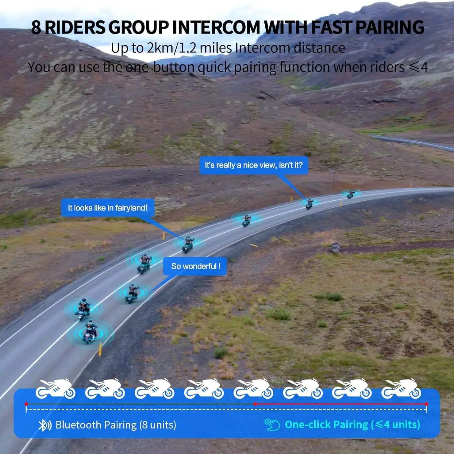 Intercomunicador Bluetooth par - Motorcycle Intercom Group 10 Riders avaliação e preço