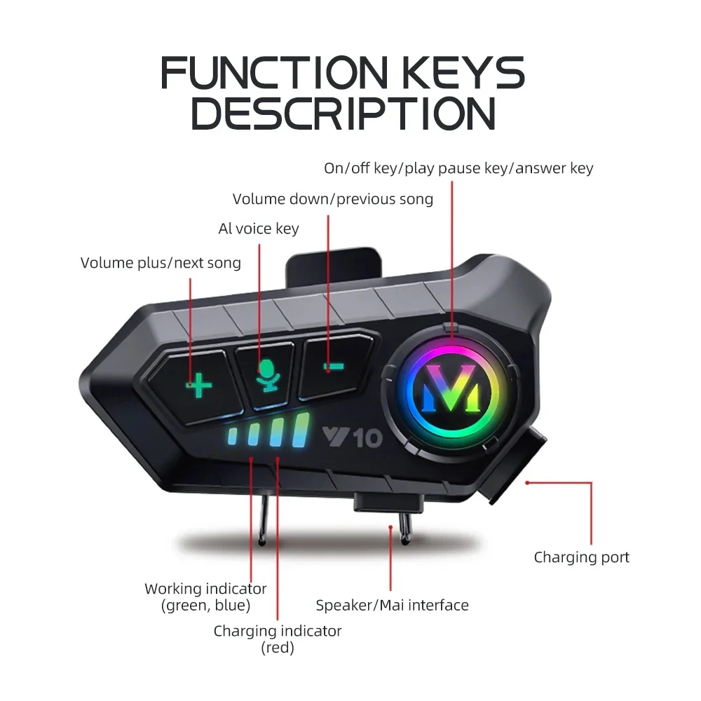 Fone de Ouvido Bluetooth 5.3 p - Motorcycle Intercom With Fm Radio avaliação e preço